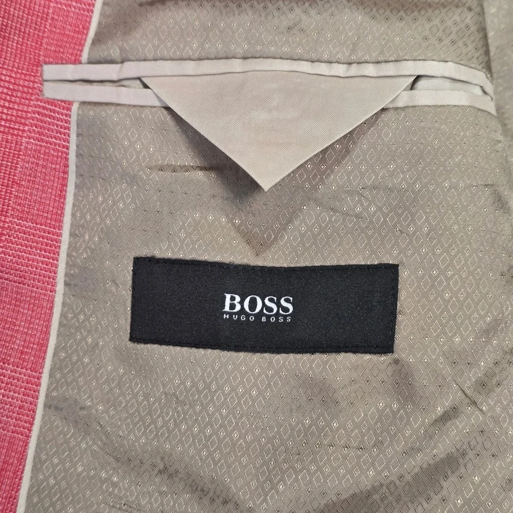 Hugo Boss Johnston3 Mens 40R Red Wool Linen Blazer Sport Coat Lanificio Tesse
